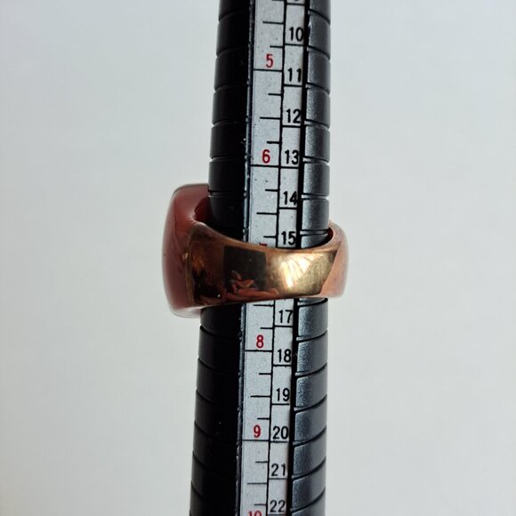 New Angelique de Paris Zircon & Resin Orange Square Ring Size 7 - Picture 9 of 12